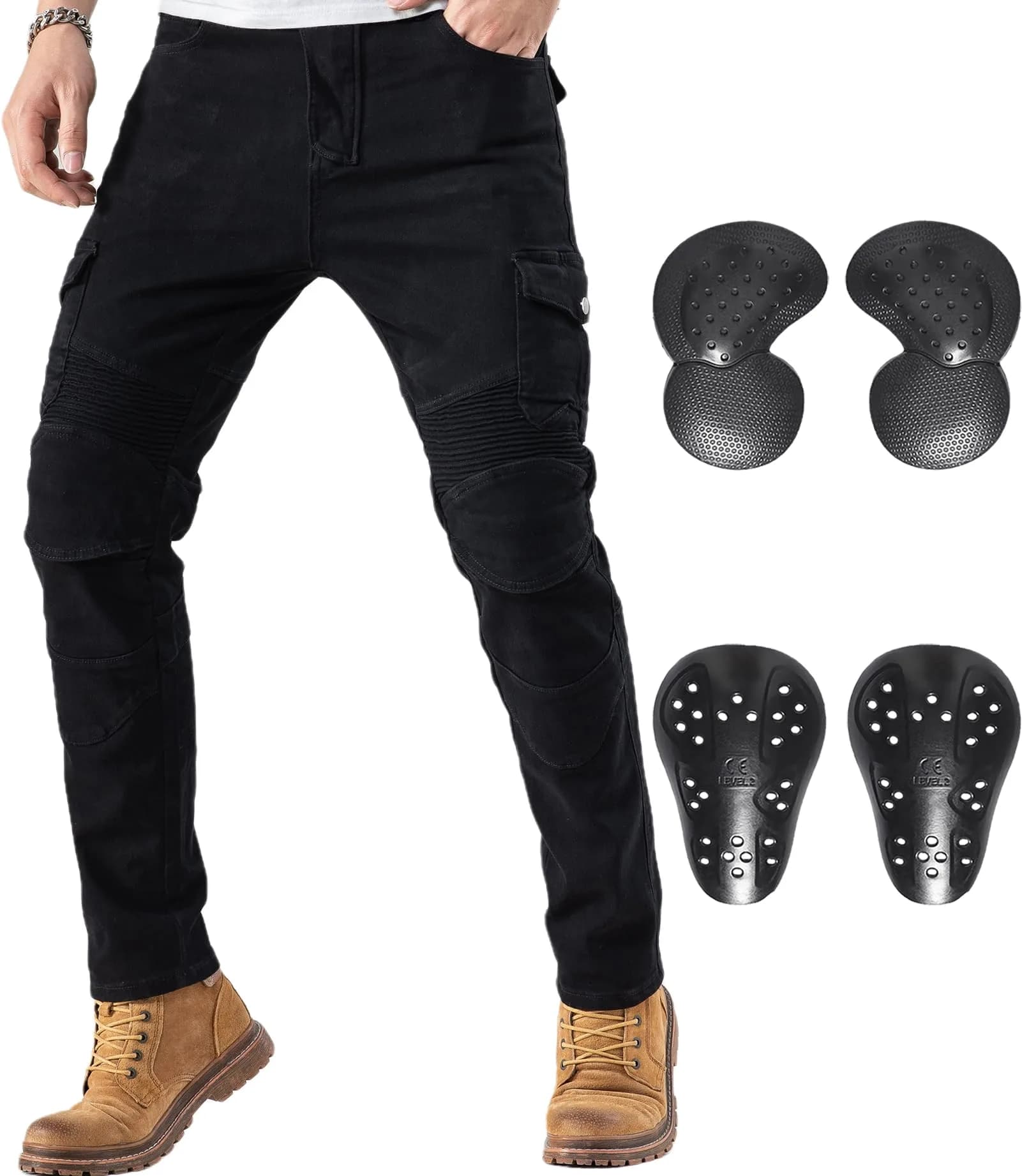 CTBQiTom Motorcycle Pants for Men & Women with CE Level 2 Armor Black | Slim Fit, Durable, Impact-Resistant - main product image