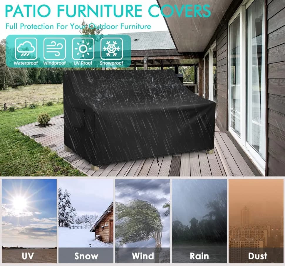 WLEAFJ Patio Sofa Cover Waterproof, Outdoor Loveseat Cover, Heavy Duty Outdoor Couch Cover, 58" W x 40" D x 31" H thumbnail 5