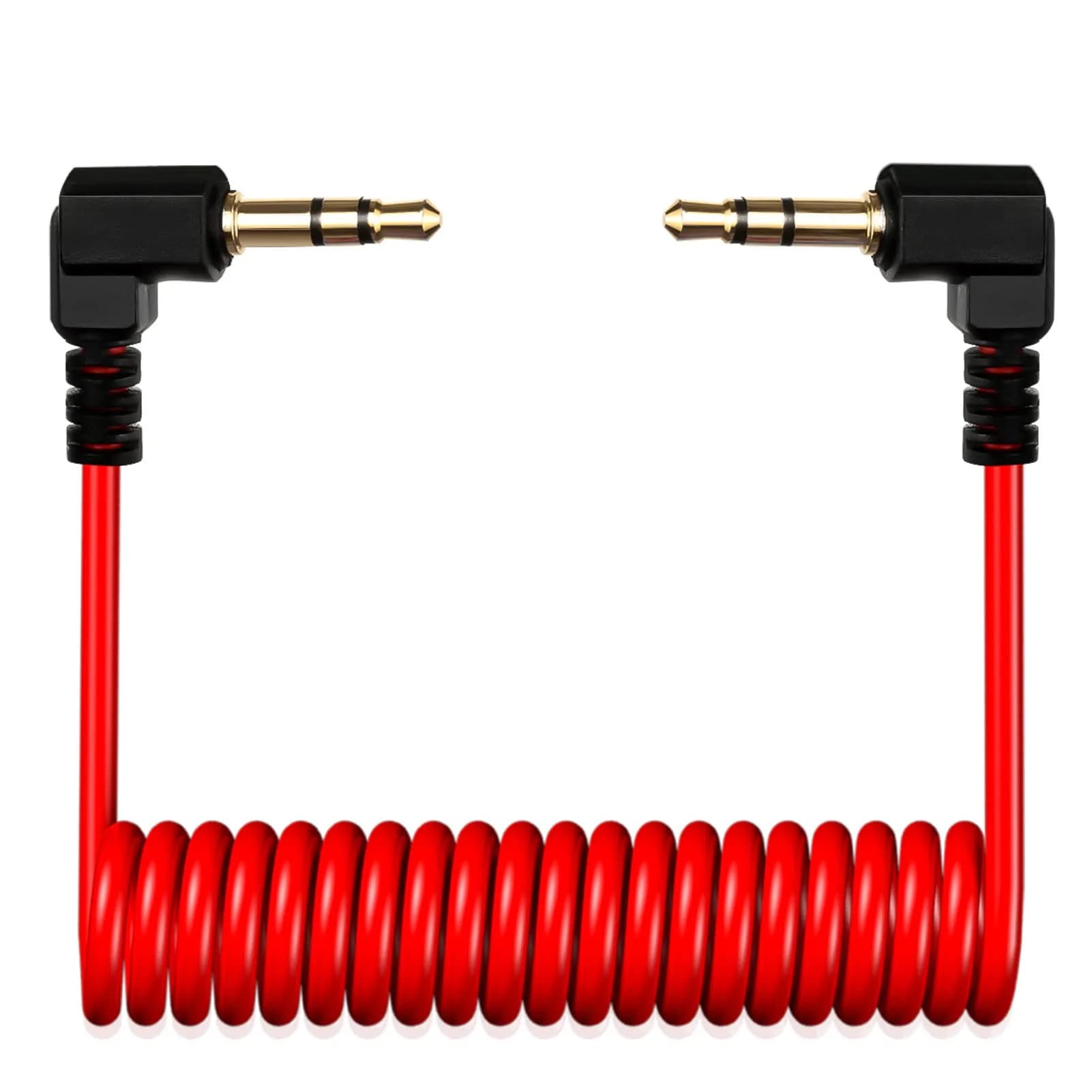 COCOMK Coiled 3.5mm TRS to TRS Microphone Patch Cable 80cm (32") Red | High Fidelity Sound for Cameras & Audio Devices — Red
