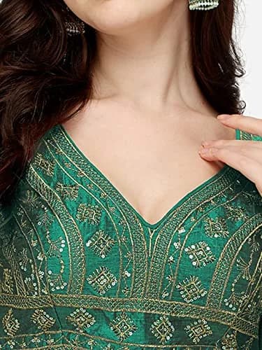 Pujia Mills Ladies Silk Sequin Sari Blouse V-Neck Padded 38 (100g) thumbnail 4