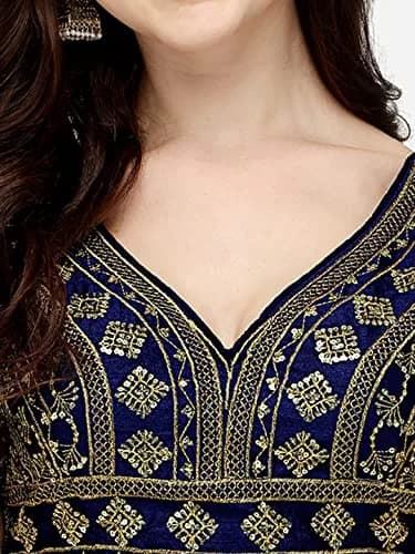 Pujia Mills Ladies Silk Sequin Sari Blouse V-Neck Padded 38 (100g) thumbnail 4
