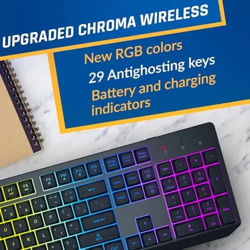 KLIM Chroma Wireless Gaming Keyboard and Mouse Bundle, US Layout, Backlit RGB | Dual-Dongle, Rechargeable, Durable thumbnail 7