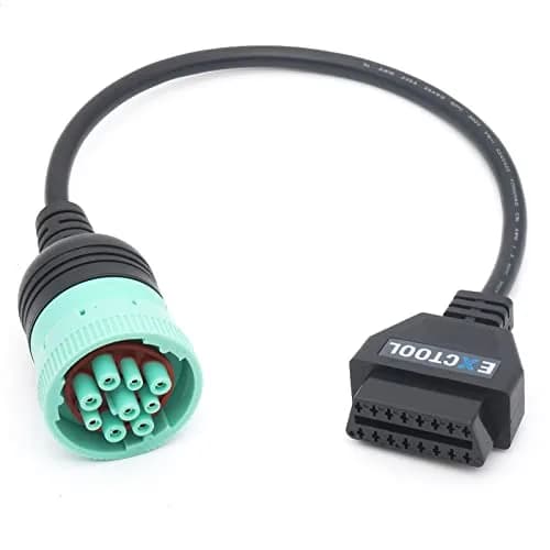 Exctool Vehicle Scan Tool Adapter for Heavy Duty Trucks | J1939 to OBD2, 9 Pin Green Connector (70-120c) thumbnail 1