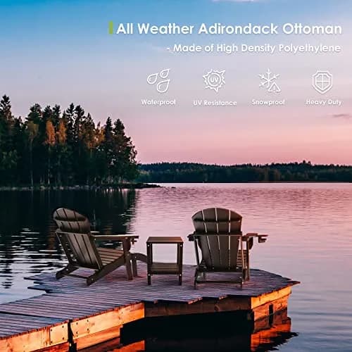 GREENVINES Adirondack Ottoman 18.5’’L x 19.7’’W x 13’’H | Waterproof HDPE Plastic Black thumbnail 5