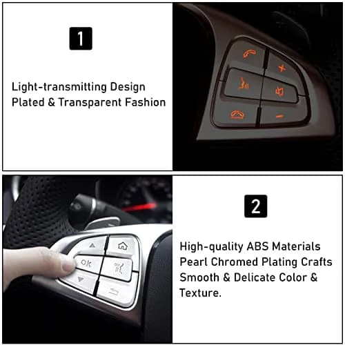 Moonlinks Steering Wheel Button Trim Stickers 12-Pack | Chrome-Plated ABS for Mercedes Benz C V GLC Class thumbnail 3