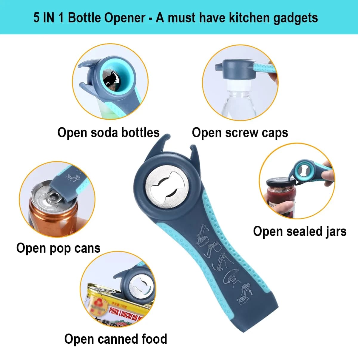 Otstar Jar Opener for Weak Hands | 5-in-1 Bottle & Jar Opener for Seniors & Arthritis thumbnail 6