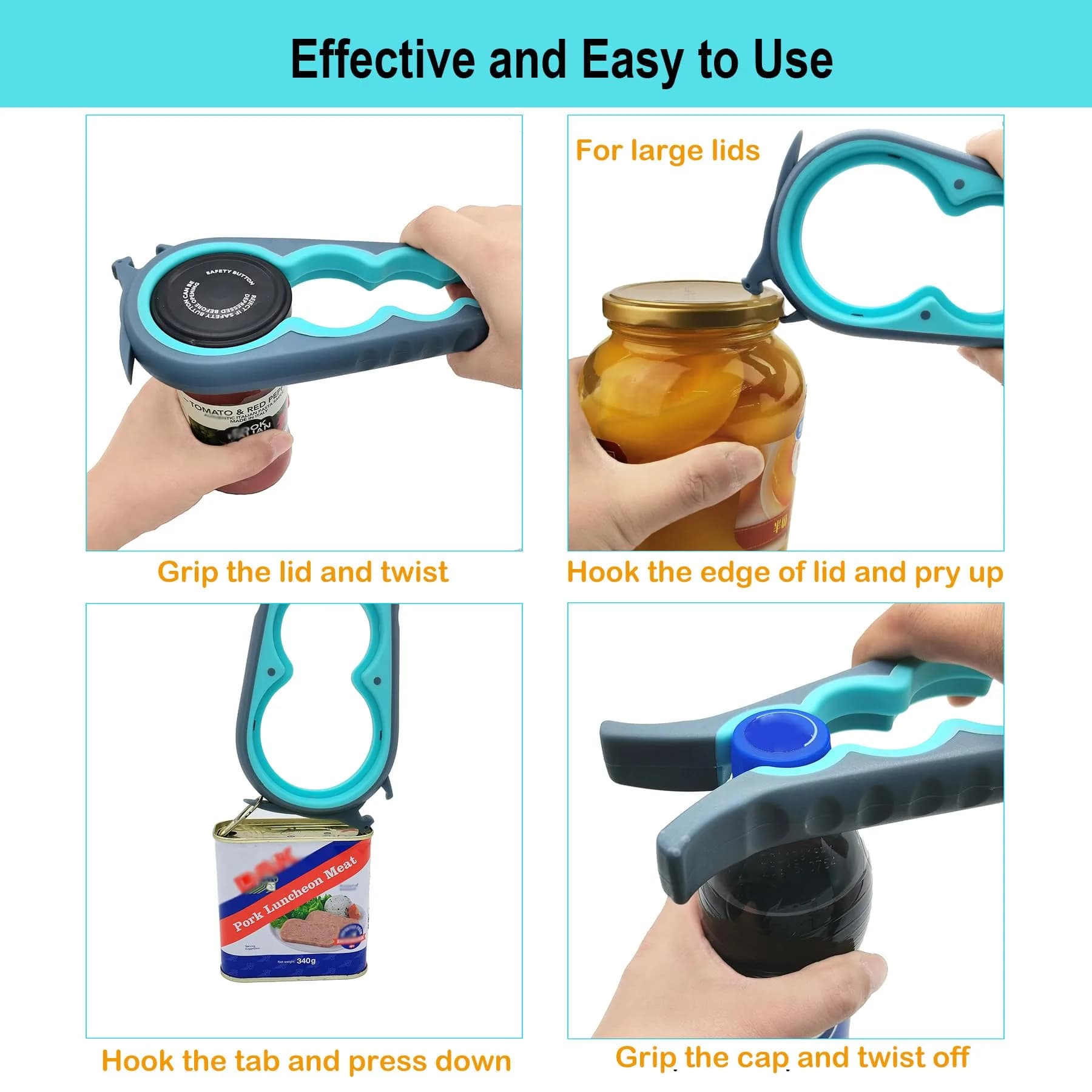 Otstar Jar Opener for Weak Hands | 5-in-1 Bottle & Jar Opener for Seniors & Arthritis thumbnail 8