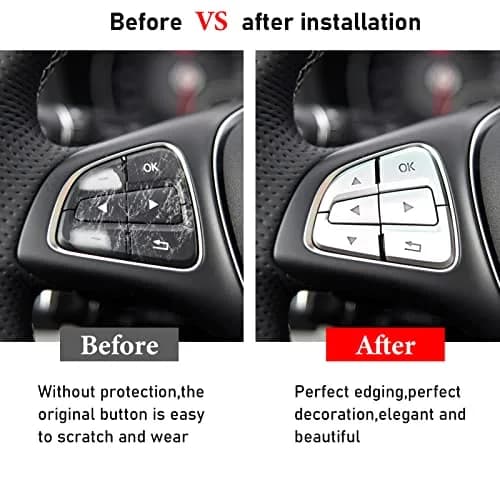 Moonlinks Chrome Steering Wheel Button Covers Trim Stickers for Mercedes Benz A B GLA CLA GLS GLE CLS SL Class (12 Pack) thumbnail 5