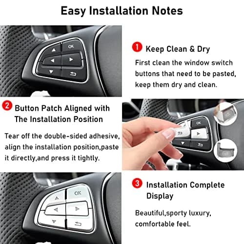 Moonlinks Chrome Steering Wheel Button Covers Trim Stickers for Mercedes Benz A B GLA CLA GLS GLE CLS SL Class (12 Pack) thumbnail 6