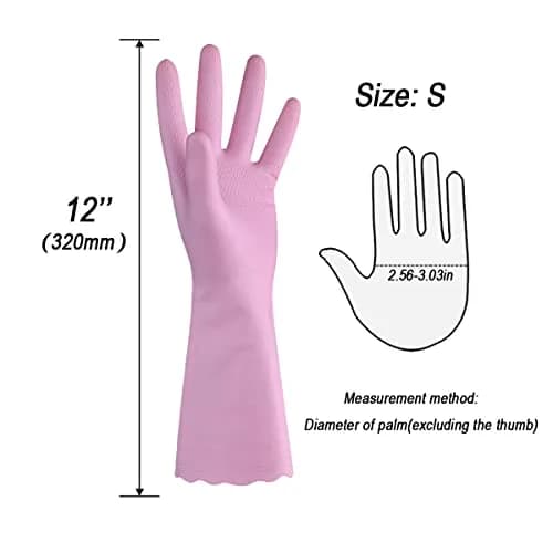 HSL Latex-Free Cleaning Gloves, Cotton Flocked Liner, 2 Pairs, Small (132 g / 4.66 oz) | Reusable Waterproof Household Gloves thumbnail 2