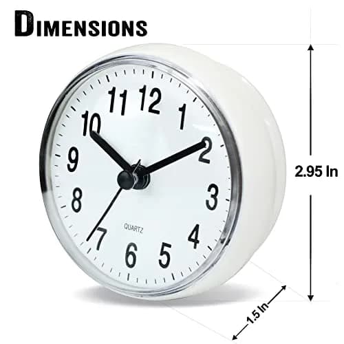 Betus Waterproof Bathroom Shower Clock with Large Suction Cup - Silent, Water Proof, Battery Operated Wall Clock for Toilet, Kitchen, Bedroom (White) | Easy Setup Analog Clock thumbnail 4