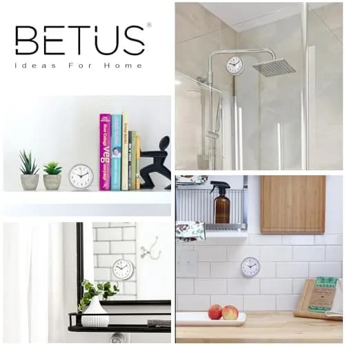 Betus Waterproof Bathroom Shower Clock with Large Suction Cup - Silent, Water Proof, Battery Operated Wall Clock for Toilet, Kitchen, Bedroom (White) | Easy Setup Analog Clock thumbnail 7