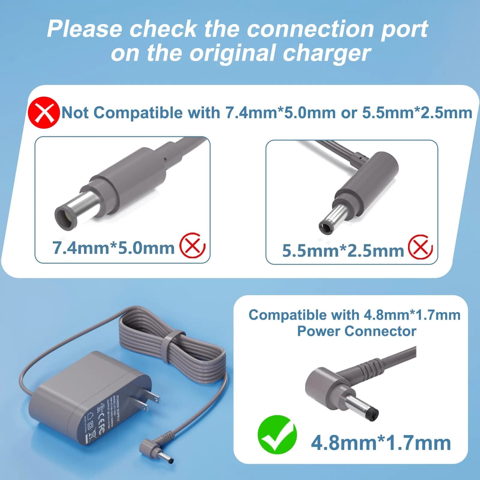 vhbw 30.45V 1.1A Vacuum Charger | 6ft Cord, ETL Certified, Compatible with Dyson V10-V15, SV12-SV22 - view 9