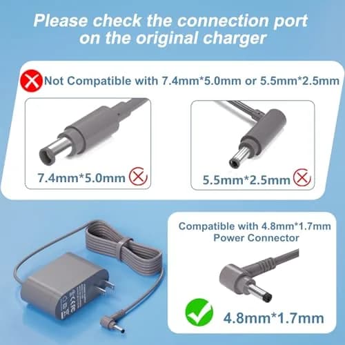 vhbw 30.45V 1.1A Vacuum Charger | 6ft Cord, ETL Certified, Compatible with Dyson V10-V15, SV12-SV22 thumbnail 9