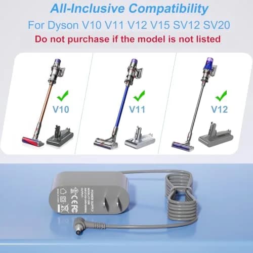 vhbw 30.45V 1.1A Vacuum Charger | 6ft Cord, ETL Certified, Compatible with Dyson V10-V15, SV12-SV22 thumbnail 2