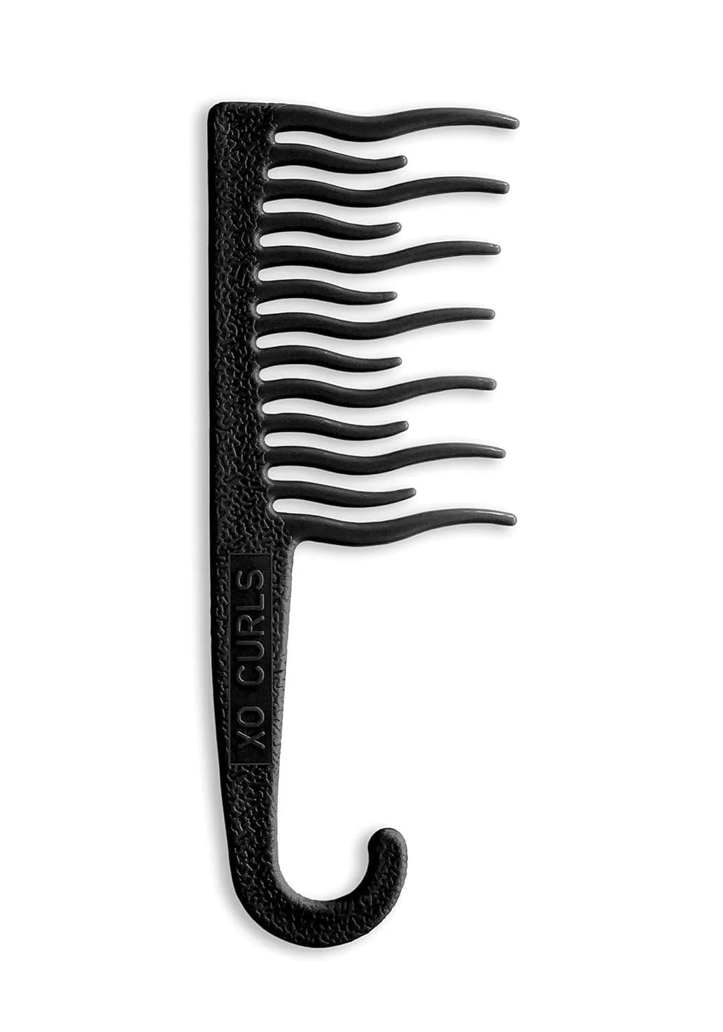 XO Curls Shower Detangling Hair Comb, Wide Tooth Comb, Gentle on Curly & Wavy Hair, 8 Inch x 3 Inch | Non-Slip Grip & Hook