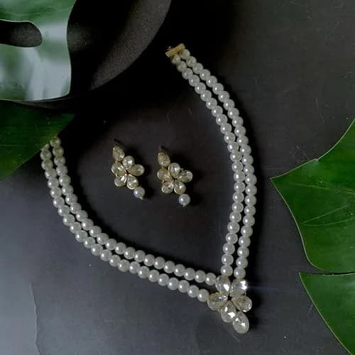 I Jewels Gold Plated Kundan & Pearl Studded Necklace Jewellery Set for Women | 34cm Necklace, 4.5cm Earrings thumbnail 2