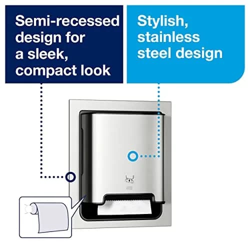 Tork Stainless Steel Image Line Paper Towel Dispenser with 6 Universal 1-Ply Rolls | 700 ft/roll, 1.5" Core thumbnail 4