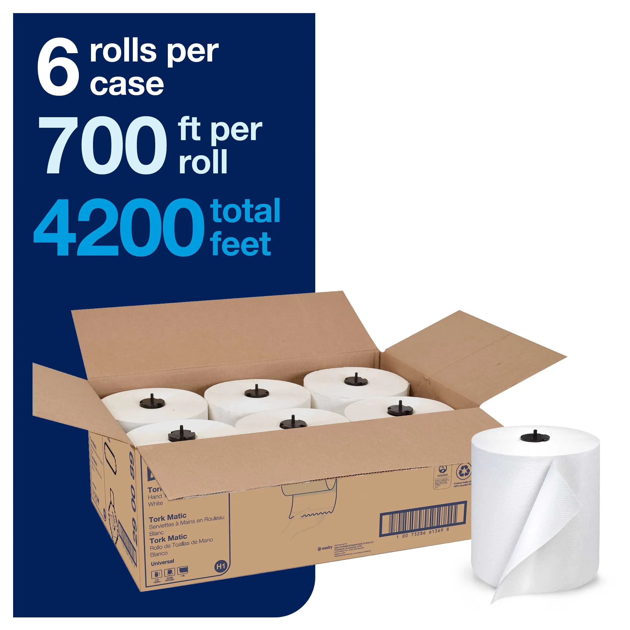 Tork Stainless Steel Image Line Paper Towel Dispenser with 6 Universal 1-Ply Rolls | 700 ft/roll, 1.5" Core - view 2