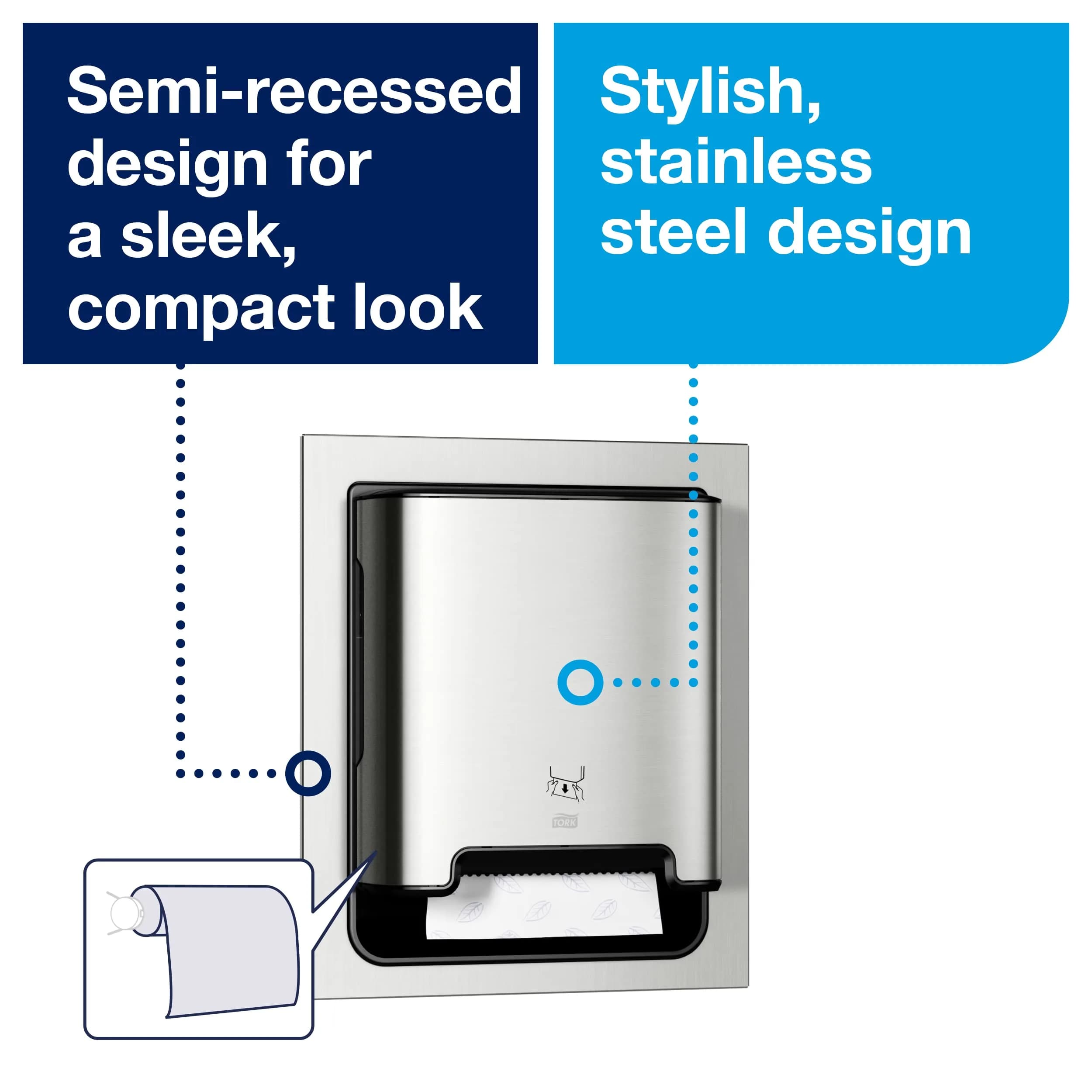 Tork Stainless Steel Image Line Paper Towel Dispenser with 6 Universal 1-Ply Rolls | 700 ft/roll, 1.5" Core - view 4