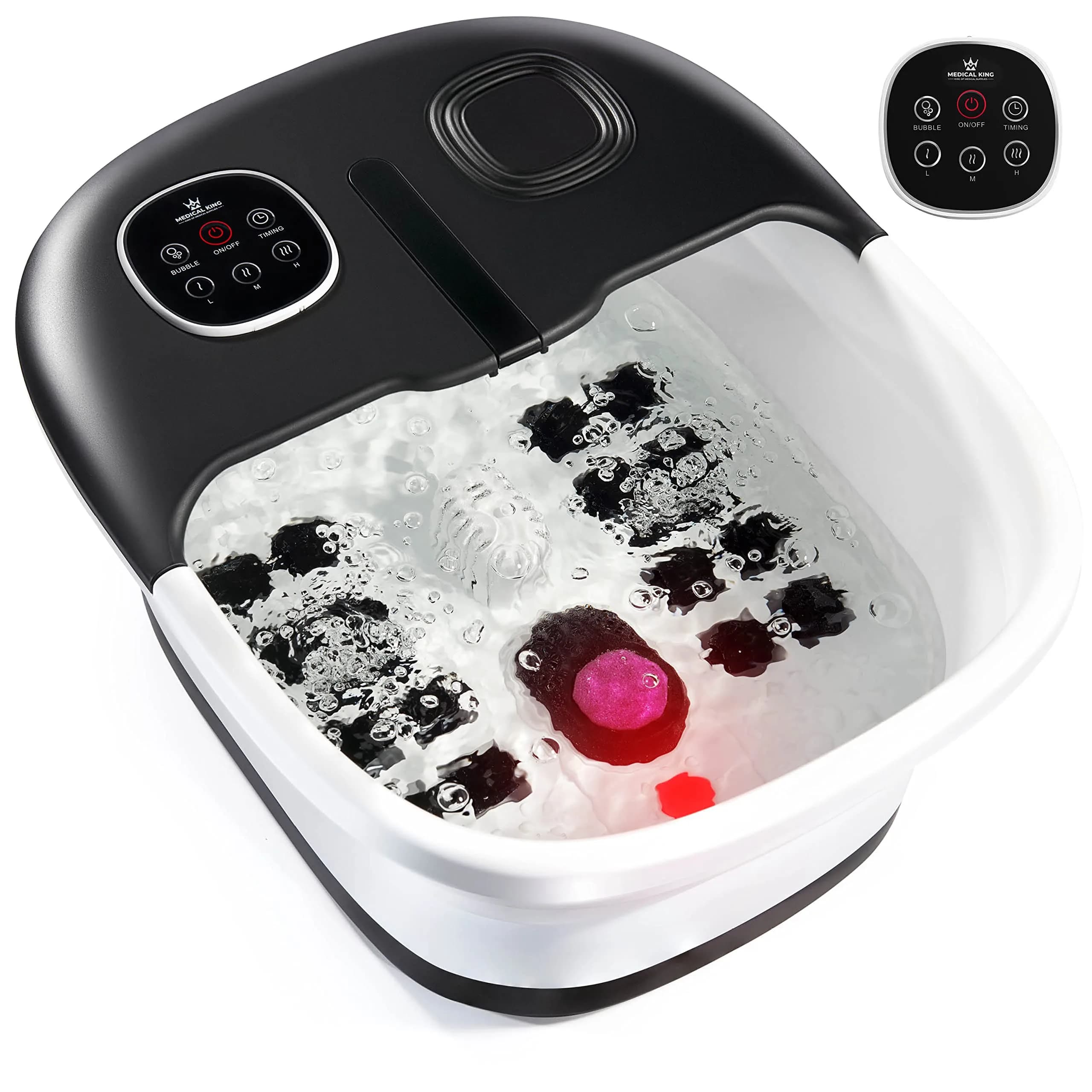 Medical king Foot Spa with Heat, Massage, Jets & Remote - Collapsible Pedicure Foot Bath 1.95 kg (4.3 lb) | Relaxing Foot Soak with Bubbles & Vibration