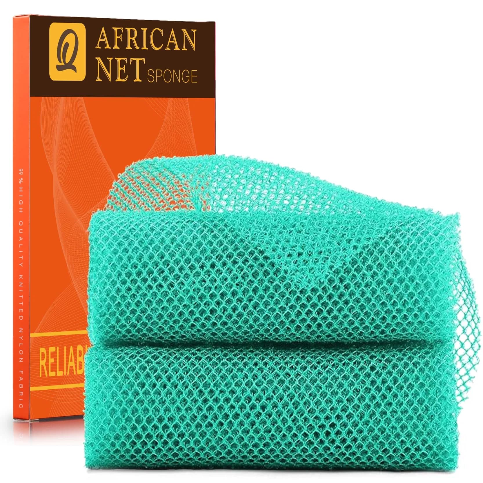 UJFQBH Blue-Green African Net Sponge (2 Pack) | Deep Cleansing & Gentle Exfoliation - main product image