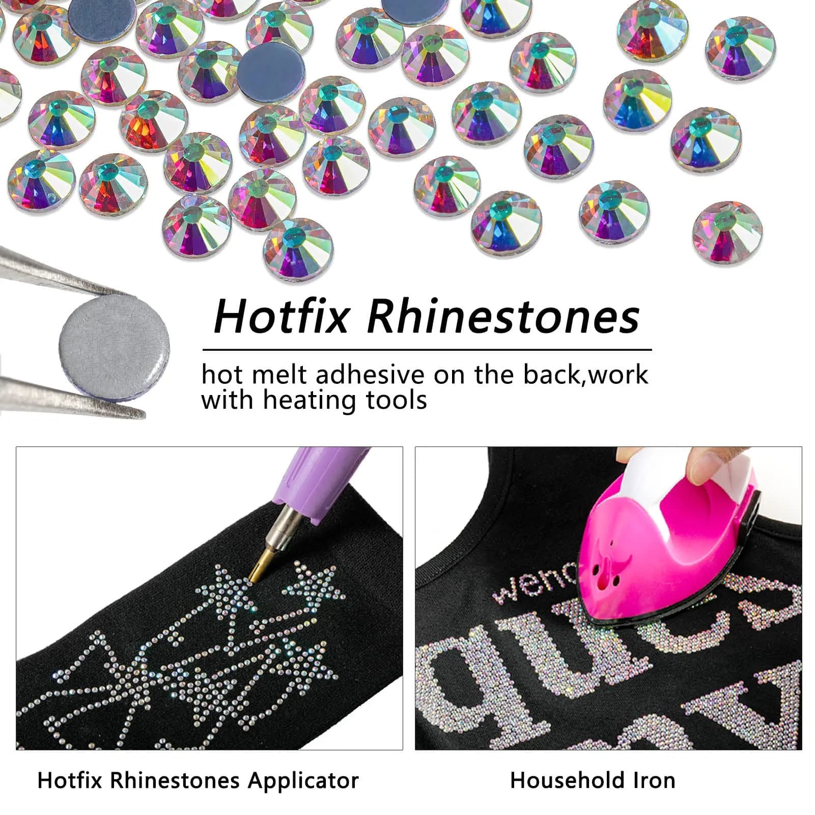 BEADSLAND Crystal AB Velvet Hotfix Rhinestones SS6 (2880pcs, 3.0-3.2mm) | Bulk Glass Crystal Embellishments for Crafts - view 4