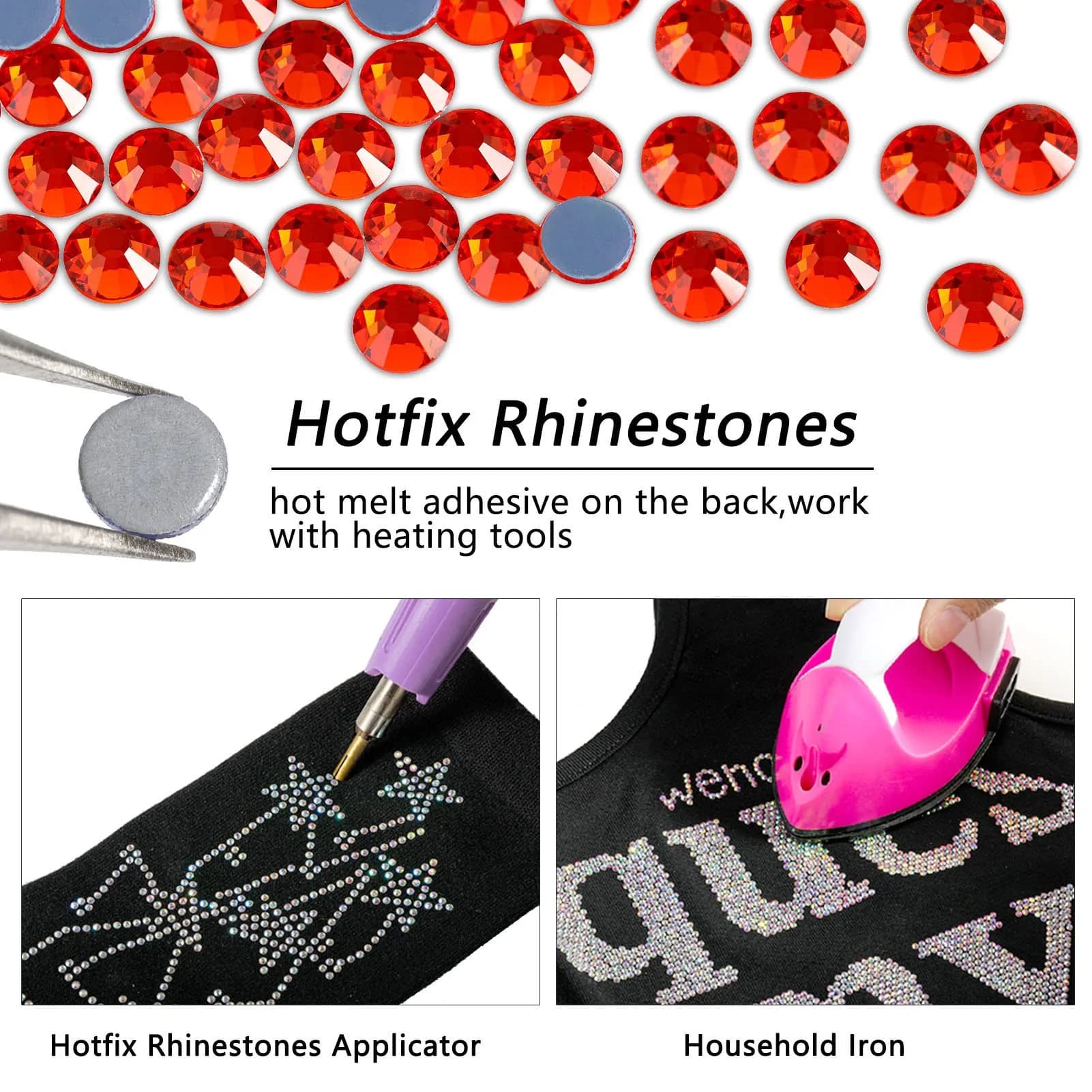 BEADSLAND Hotfix Rhinestones SS16 Orange 1440pcs | Vibrant Glass Craft Embellishments for DIY - view 4