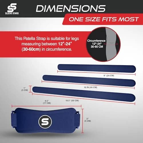 Sleeve Stars Patellar Tendon Support Strap Navy Blue Adult | FDA Approved Orthopedic Brace for Pain Relief thumbnail 4