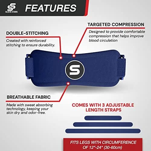 Sleeve Stars Patellar Tendon Support Strap Navy Blue Adult | FDA Approved Orthopedic Brace for Pain Relief thumbnail 6
