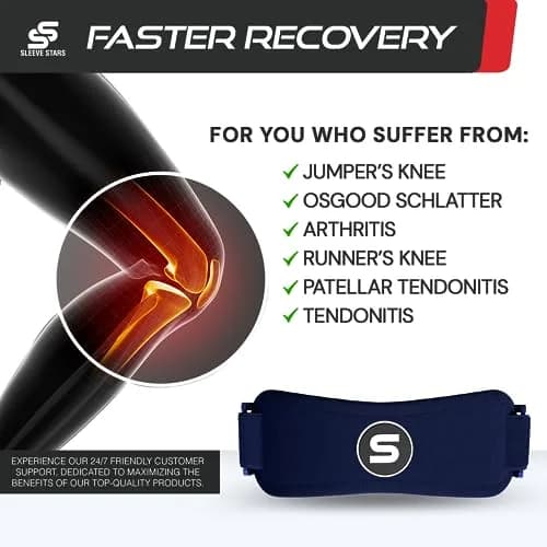 Sleeve Stars Patellar Tendon Support Strap Navy Blue Adult | FDA Approved Orthopedic Brace for Pain Relief thumbnail 2
