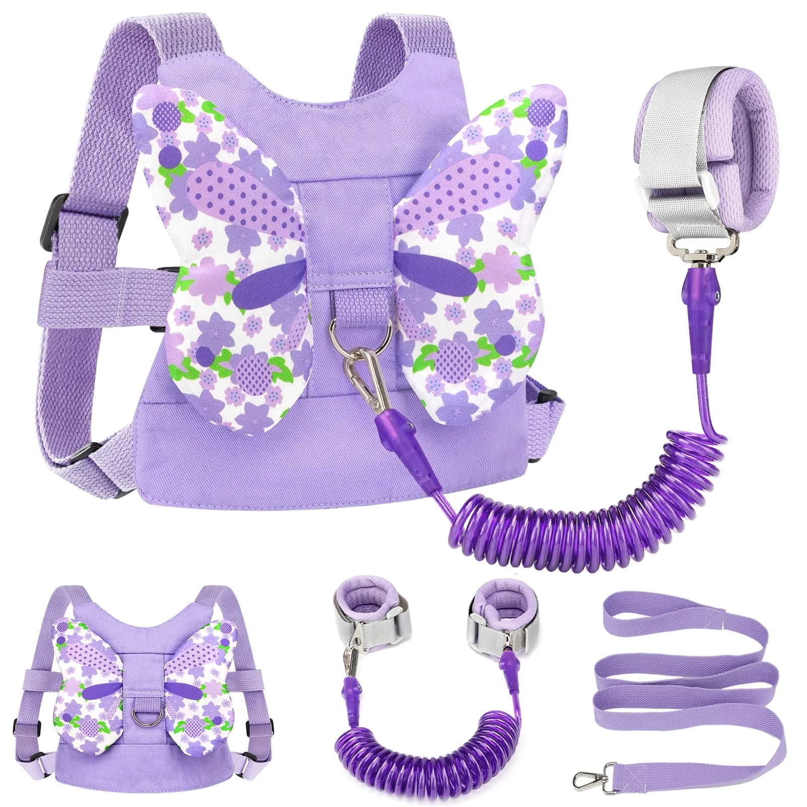 Accmor Butterfly Toddler Harness Leash with Anti-Lost Wrist Link, Purple, 1-5 Years | Secure Walking Assistant for Girls - main product image