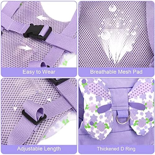 Accmor Butterfly Toddler Harness Leash with Anti-Lost Wrist Link, Purple, 1-5 Years | Secure Walking Assistant for Girls thumbnail 4