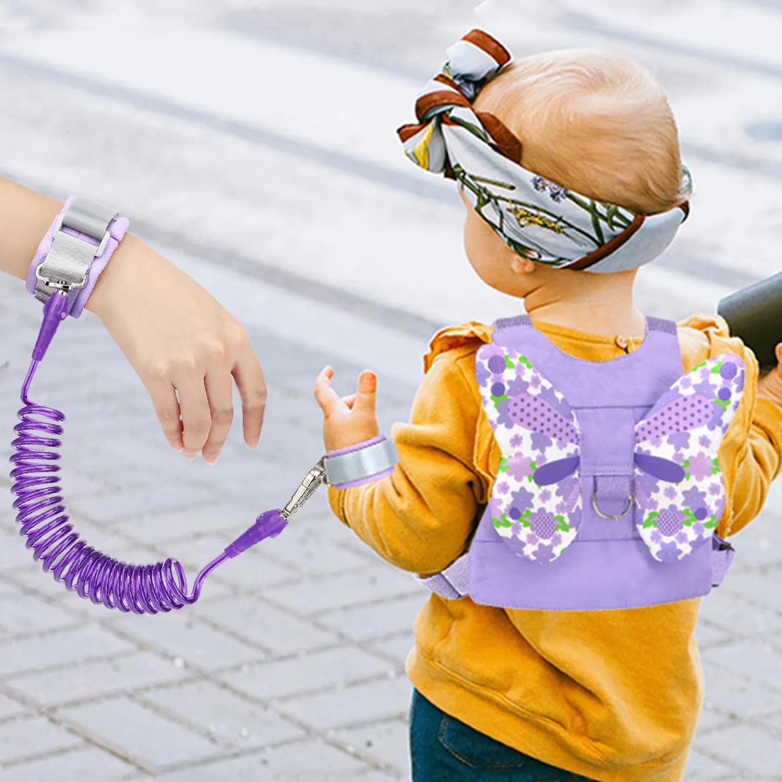 Accmor Butterfly Toddler Harness Leash with Anti-Lost Wrist Link, Purple, 1-5 Years | Secure Walking Assistant for Girls - view 6