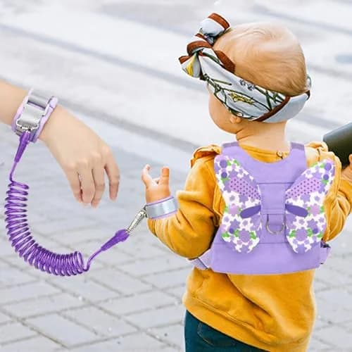 Accmor Butterfly Toddler Harness Leash with Anti-Lost Wrist Link, Purple, 1-5 Years | Secure Walking Assistant for Girls thumbnail 6