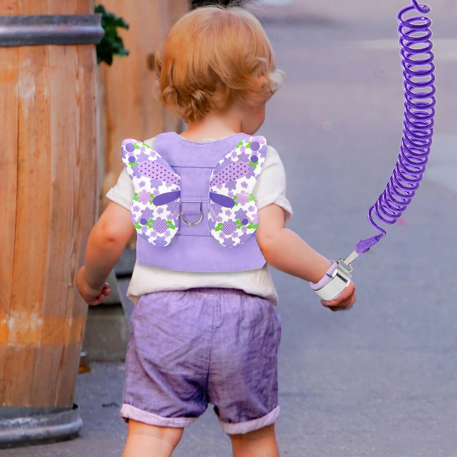 Accmor Butterfly Toddler Harness Leash with Anti-Lost Wrist Link, Purple, 1-5 Years | Secure Walking Assistant for Girls - view 7
