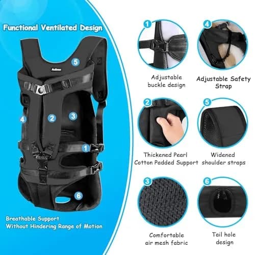 PetBonus Black XL Dog Carrier Backpack | Hands-Free Hiking Cycling Travel thumbnail 2