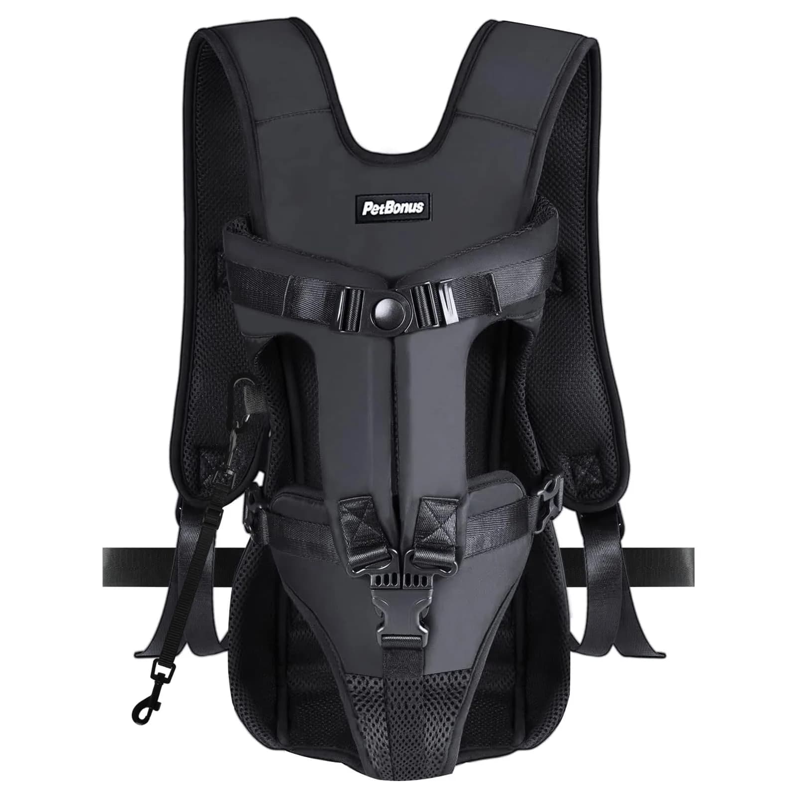 PetBonus Pet Front Dog Carrier Backpack, Legs Out Easy-Fit Puppy Chest Carrier for Small Dogs, Hands Free for Hiking, Cycling (Black, S) | 0.41 kg (0.9 lb) Carrier - main product image