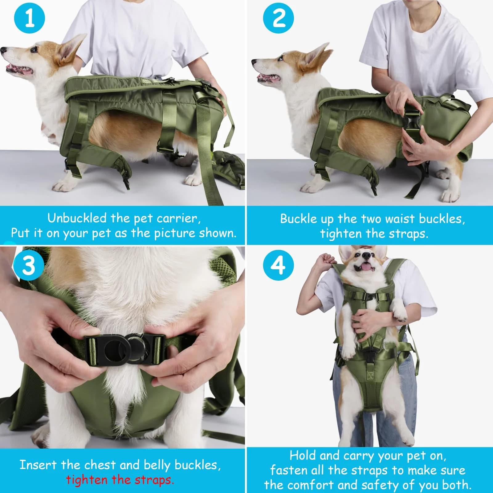 PetBonus Army Green Medium Dog Carrier Backpack | Hands-Free Hiking & Cycling - view 4