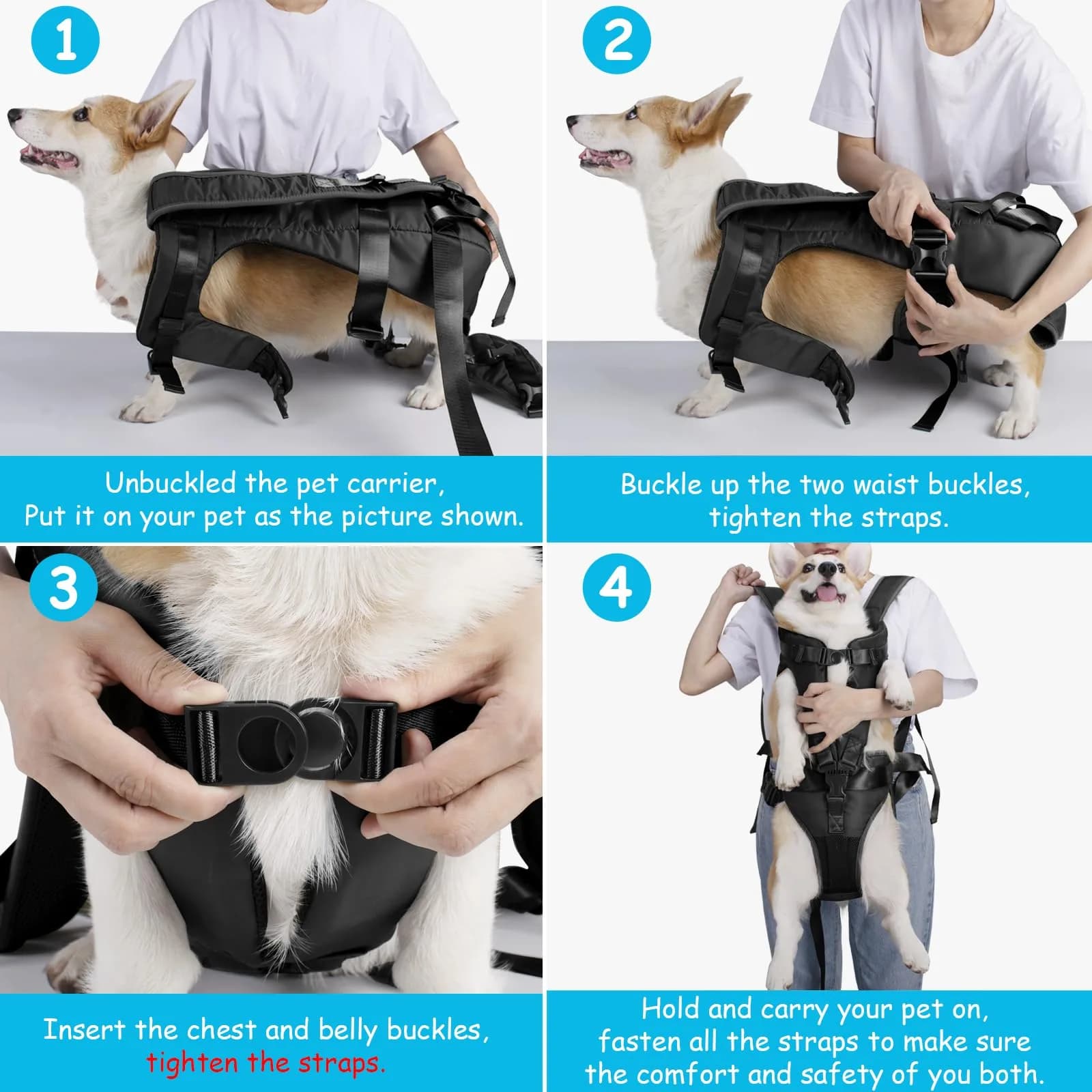 PetBonus Pet Front Dog Carrier Backpack M Black | Hands-Free Hiking & Cycling for Small-Medium Dogs - view 4