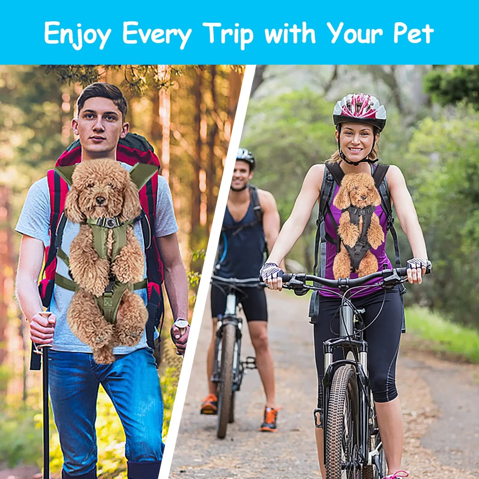 PetBonus Pet Front Dog Carrier Backpack M Black | Hands-Free Hiking & Cycling for Small-Medium Dogs - view 7
