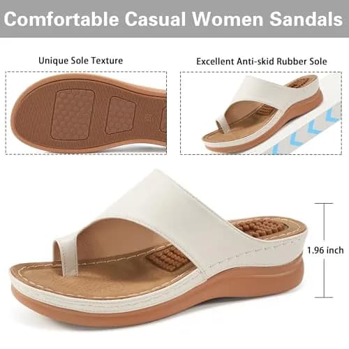 Aomigoct Womens Comfort Wedge Sandals 1.96" Heel | Orthopedic & Non-Slip for All-Day Walking thumbnail 4
