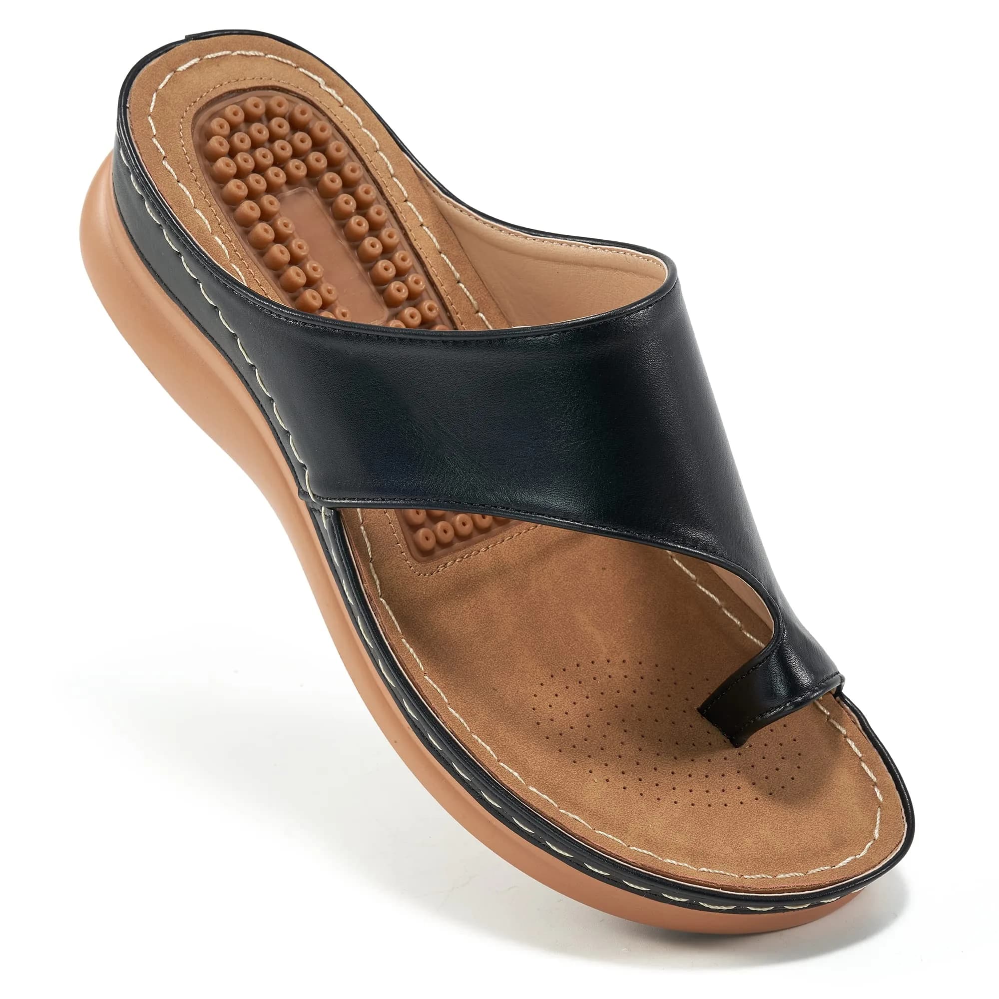 Aomigoct Womens Comfort Wedge Sandals 8.5 | Orthopedic & Non-Slip for All-Day Walks