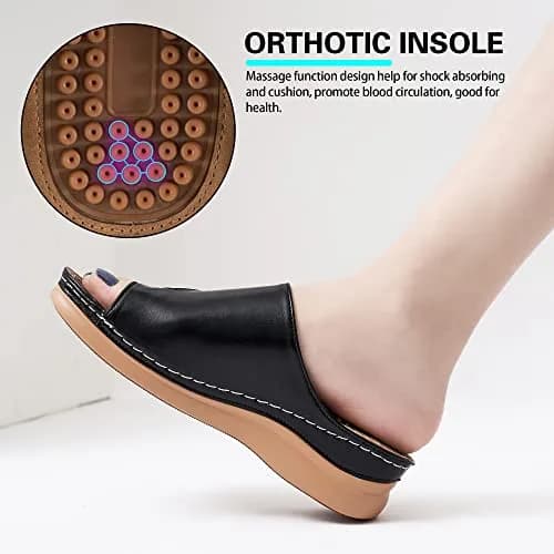 Aomigoct Womens Comfort Wedge Sandals 8.5 | Orthopedic & Non-Slip for All-Day Walks thumbnail 5