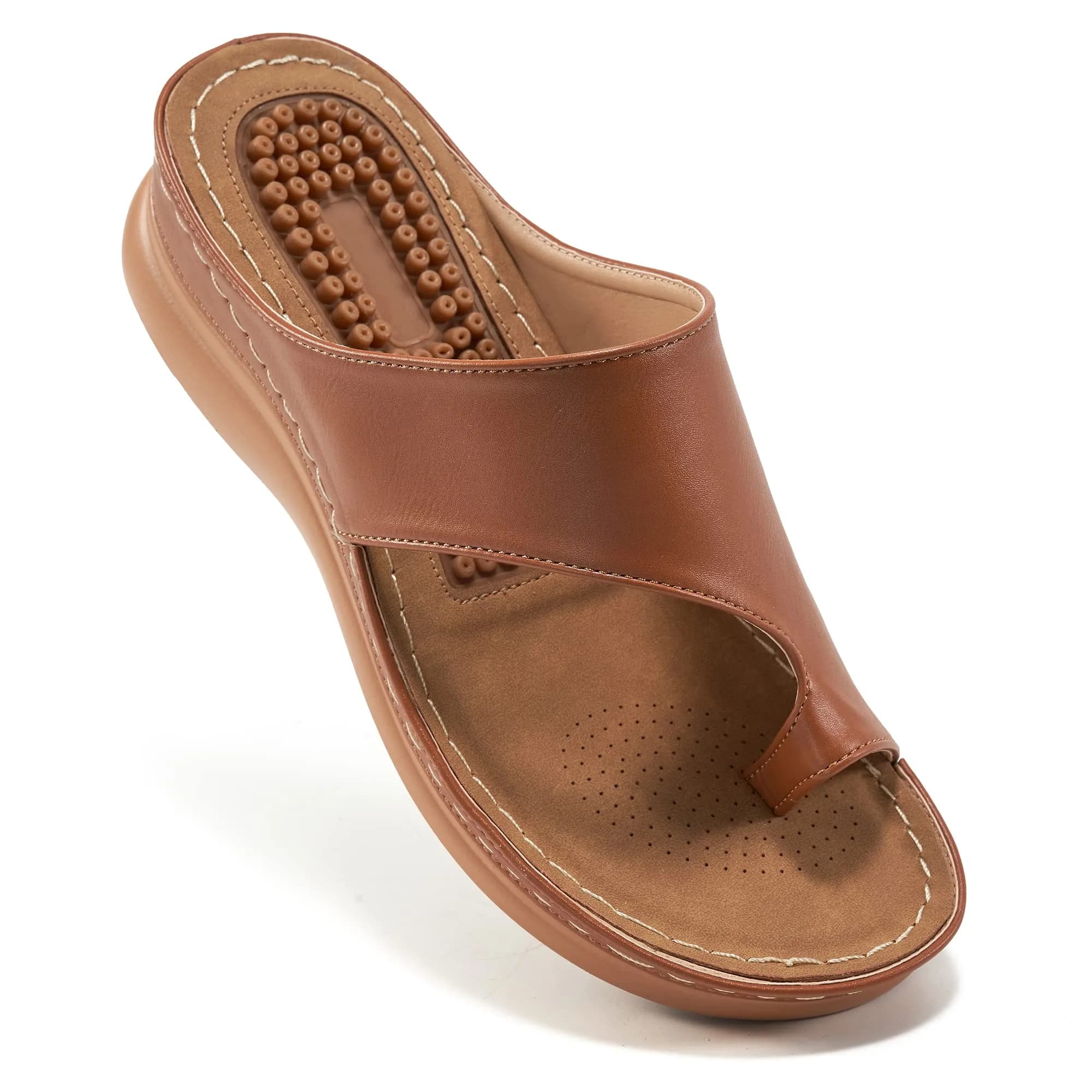 Aomigoct Womens Comfort Wedge Sandals 1.96" Heel | Orthopedic & Non-Slip for All-Day Walking — Brown / 8