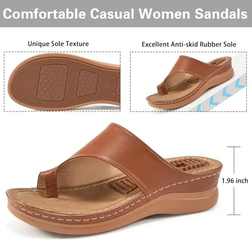 Aomigoct Womens Comfort Wedge Sandals | Orthopedic, Non-Slip, 1.96" Heel for All-Day Stability thumbnail 4