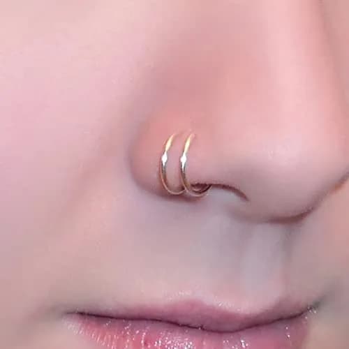 MODRSA Fake Nose Rings - Hoop & Double Hoop Piercings for Women & Men | Hypoallergenic Stainless Steel, 8 Pieces thumbnail 5