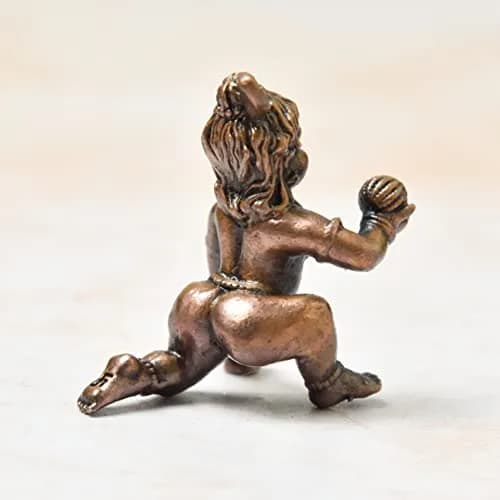 Copper Idols India - By Bhimonee Decor Handmade Copper Bal Krishna Idol 1.5 inches | Antique Patina Finish thumbnail 6