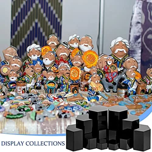 Jetec Black 12 Pcs Hexagonal Jewelry Display Risers Acrylic Stands (6 Sizes, 2 Each) | Versatile Display for Collections & Events thumbnail 6