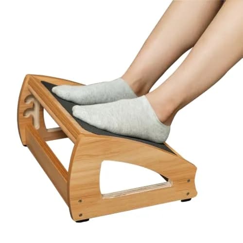 StrongTek Wooden Under Desk Footrest | 4 Heights, 400 lb Support, Office Foot Rest thumbnail 1